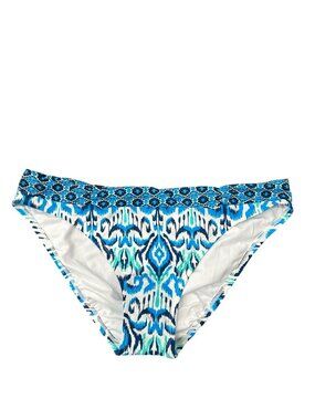 Unbranded XL Blue Multi Ikat Print Swim Bottoms Nylon Spandex Boho Retro NWT